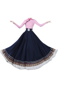 Design Tibetan dance costume skirt, custom-made big swing skirt performance costume, women's top jumpsuit, Tibetan practice clothing, art test ethnic style, Tibetan performance costume SKDO020